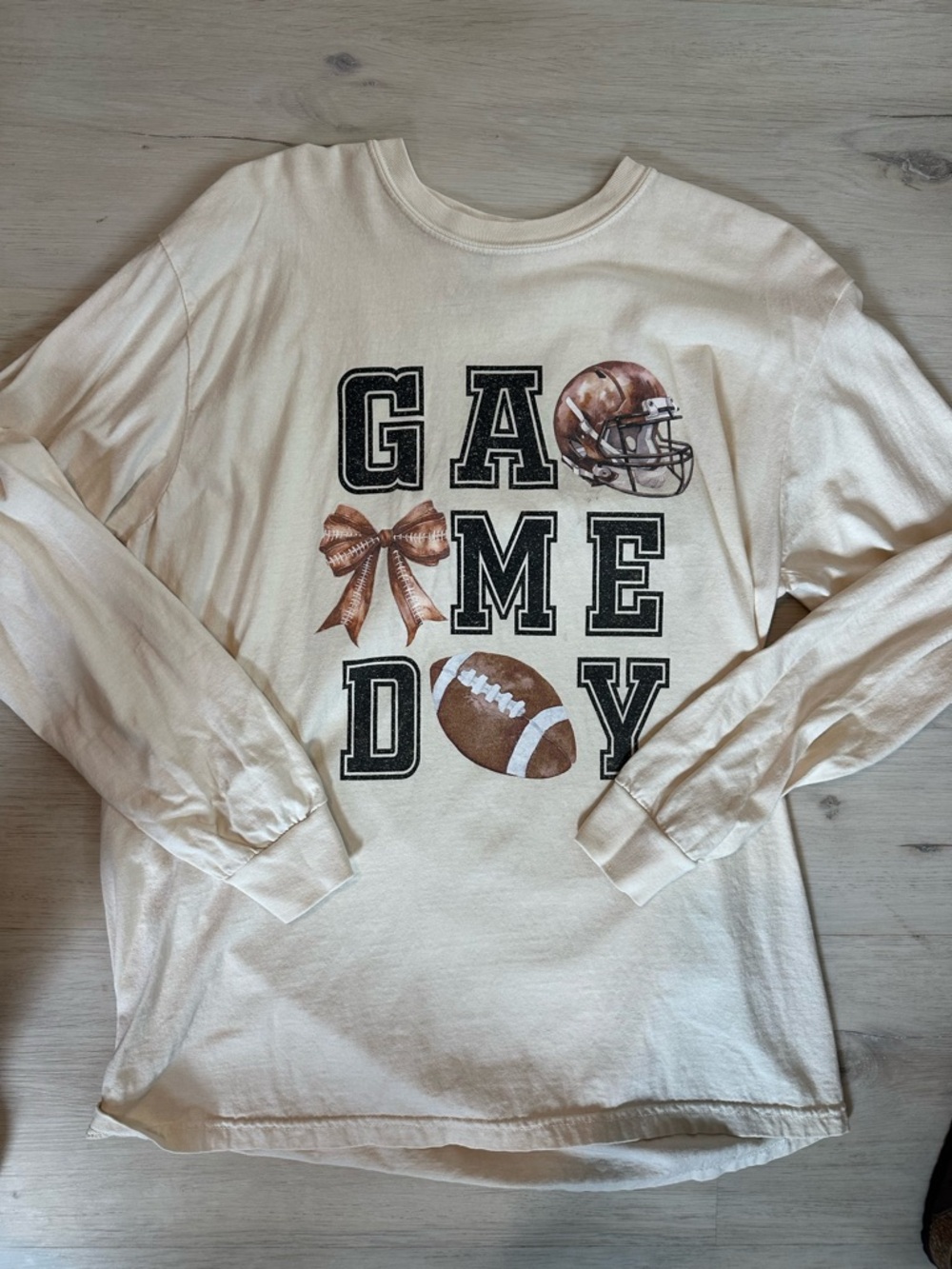 Comfort Colors Cream Game Day Football Long Sleeve Tee